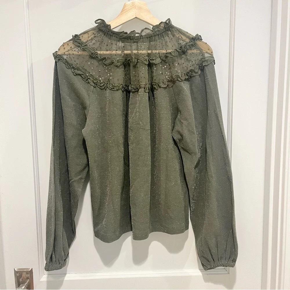 Anthropologie Ranna Gill Bowen Ruffled Top S